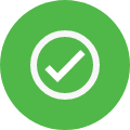 Green circle with a white check mark