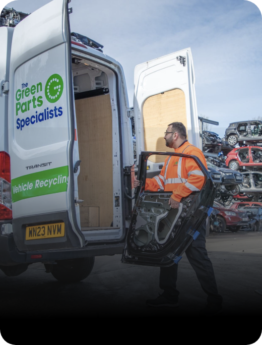 Reclaimed door being loaded for distribution
